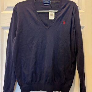 Polo by Ralph Lauren Women’s Hunter Navy Blue V-Neck Sweater